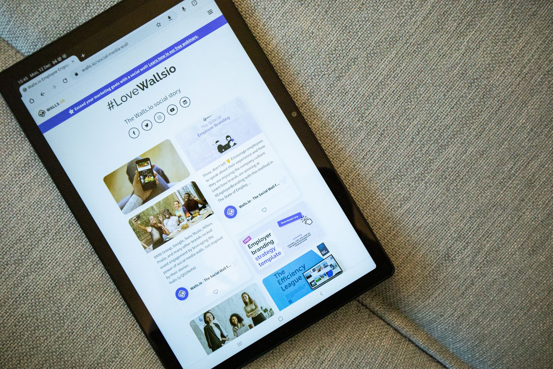 Wallis.io website interface on a tablet